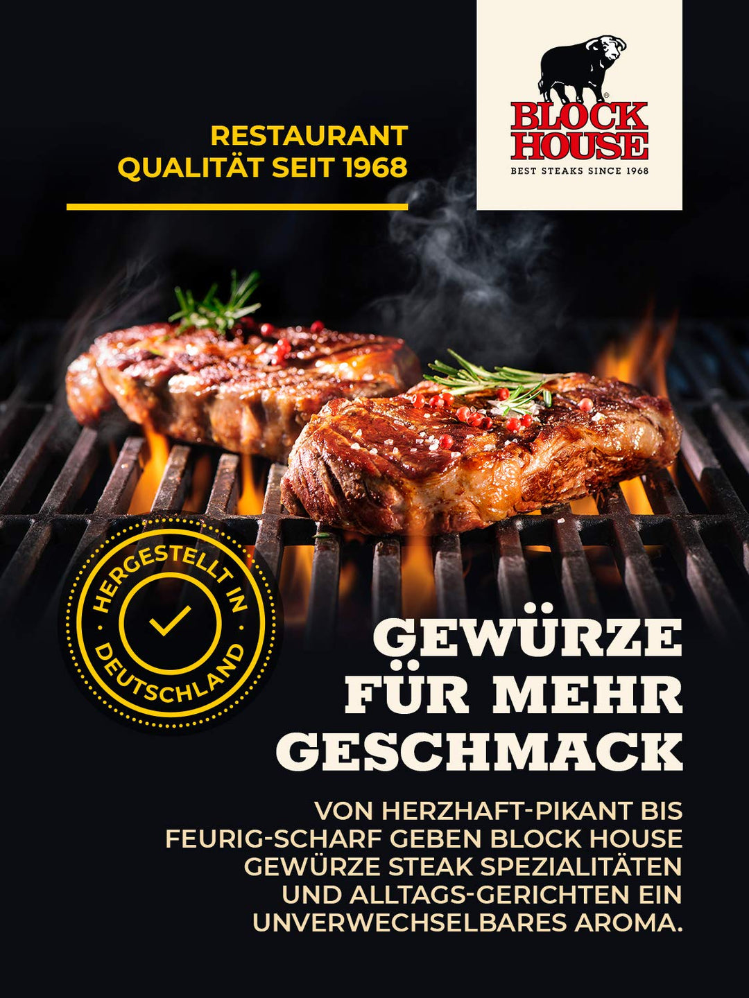 Block House Steak Pfeffer 3x 50g Gewürzmischung im Glas – in Restaurantqualität 50 g (3er Pack), 50