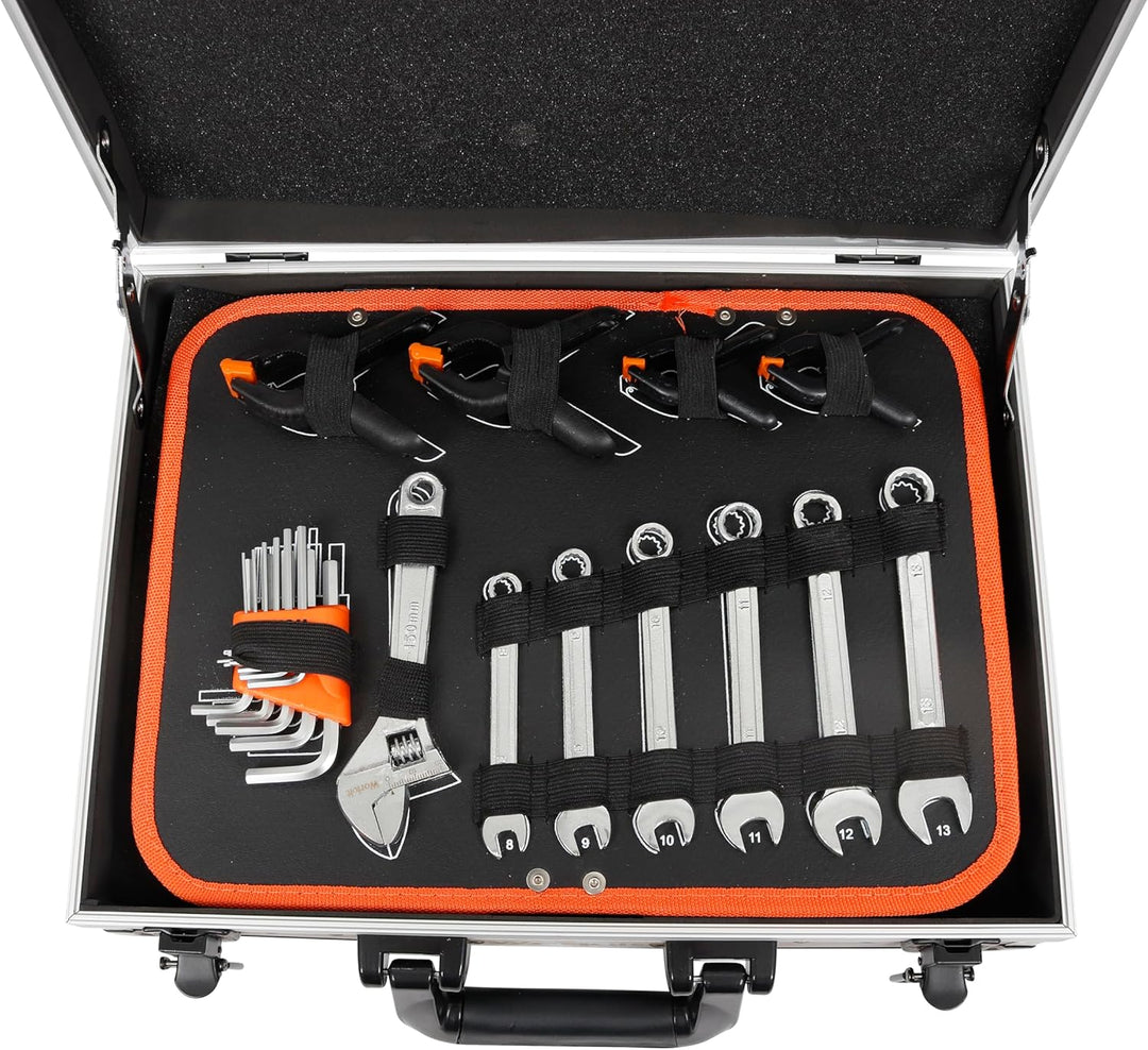 BOXER® Werkzeugkoffer gefüllt 107-teilig – Toolbox mit Zangen, Schraubendrehern, Steckschlüsseln & H