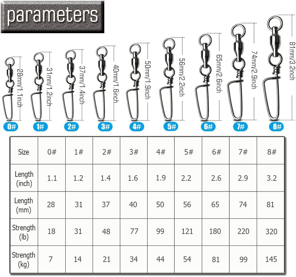 9Tong Kugellager Wirbel mit Coastlock Snap, Edelstahl geschweisster Ring für Angeln Salzwasser Stand