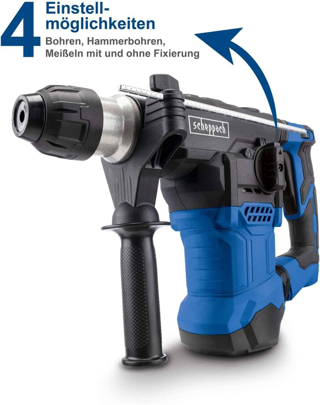 Scheppach SDS-Plus 4in1 Bohrhammer DH1500 Plus | 1500W / 7Joule Abbruchhammer | 6 Geschwindigkeiten