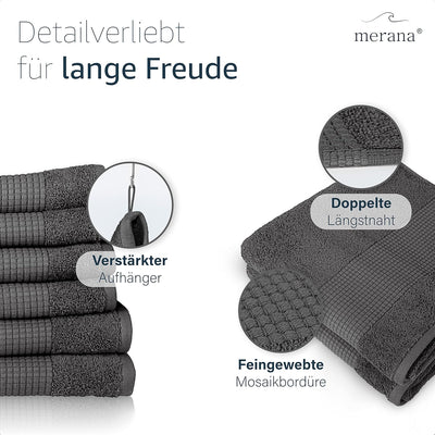 Merana Rome Handtuch Set | saugstark, weich und fusselfrei | Frottier Luxus Qualität | 100% Baumwoll
