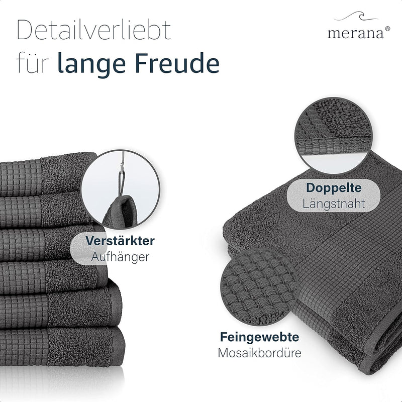 Merana Rome Handtuch Set | saugstark, weich und fusselfrei | Frottier Luxus Qualität | 100% Baumwoll