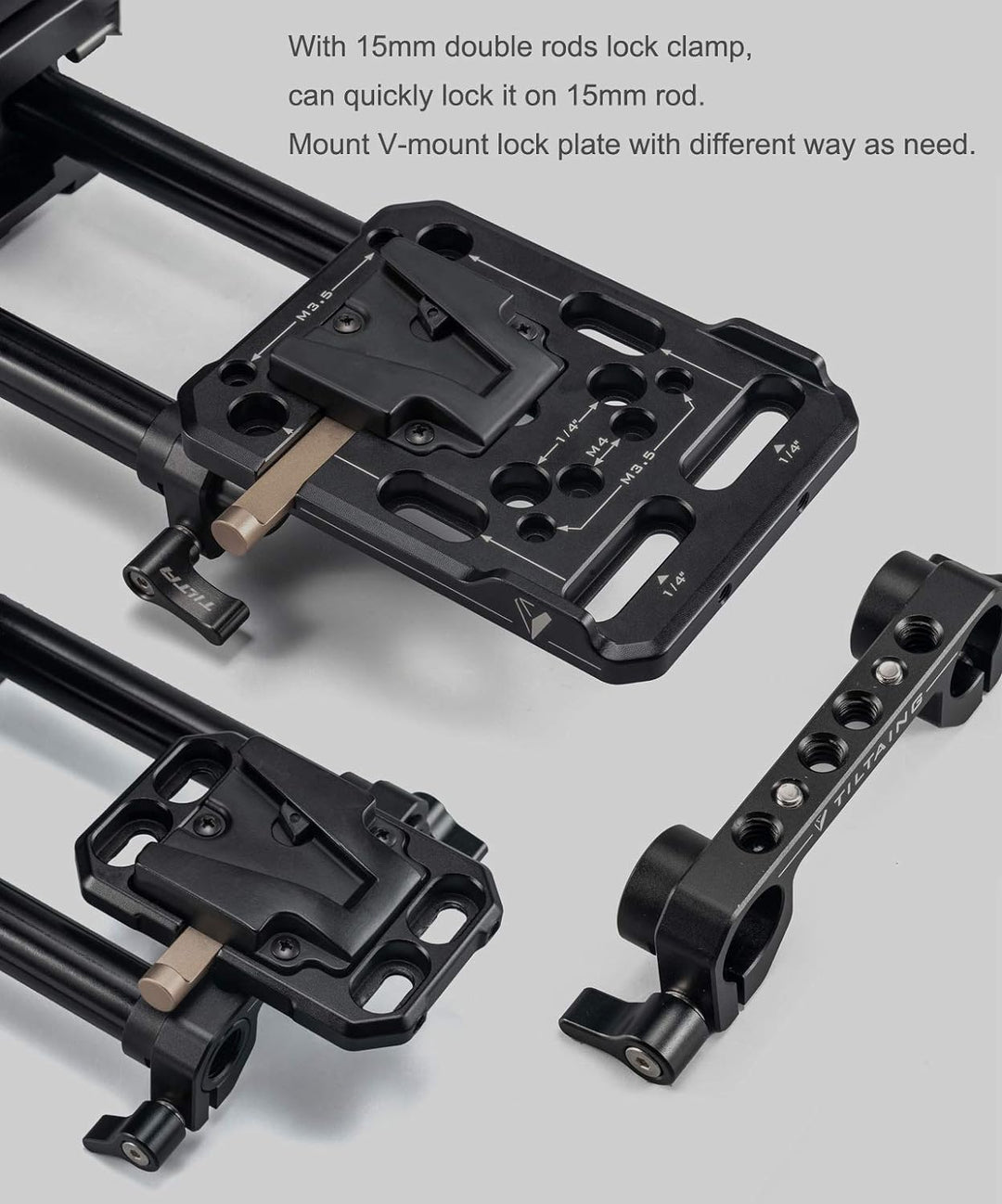 Tilta TA-MBP-K1-V Tiltaing Mini V-Mount Battery Plate + 15mm Rod Adapter (Big) (Batterien Nicht enth