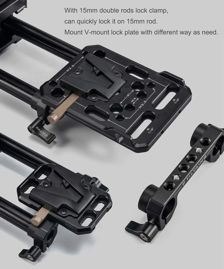 Tilta TA-MBP-K1-V Tiltaing Mini V-Mount Battery Plate + 15mm Rod Adapter (Big) (Batterien Nicht enth