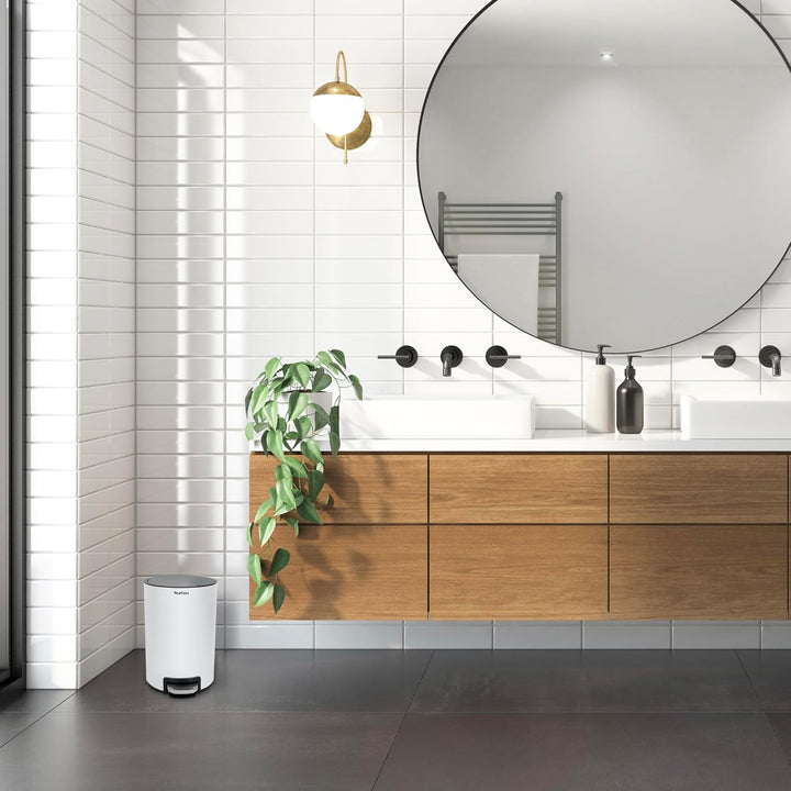 YourCasa Mülleimer Bad [5L] aus Edelstahl für Badezimmer [Softclose] - Badmülleimer Klein - Kosmetik