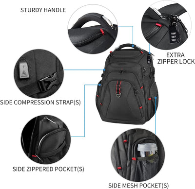 KROSER Laptop Rucksack 17,3 Zoll Reise XL BusinessRucksack Schwerlast Wasserdicht mit Hartgeschältem