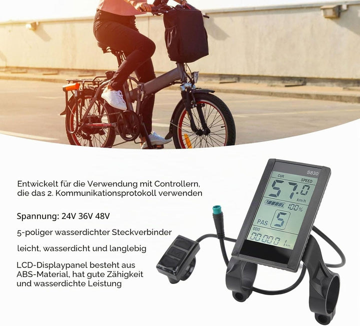 Display Panel Elektrofahrrad LCD Display Elektrofahrrad LCD Display Panel 24V 36V 48V LCD S830 Panel