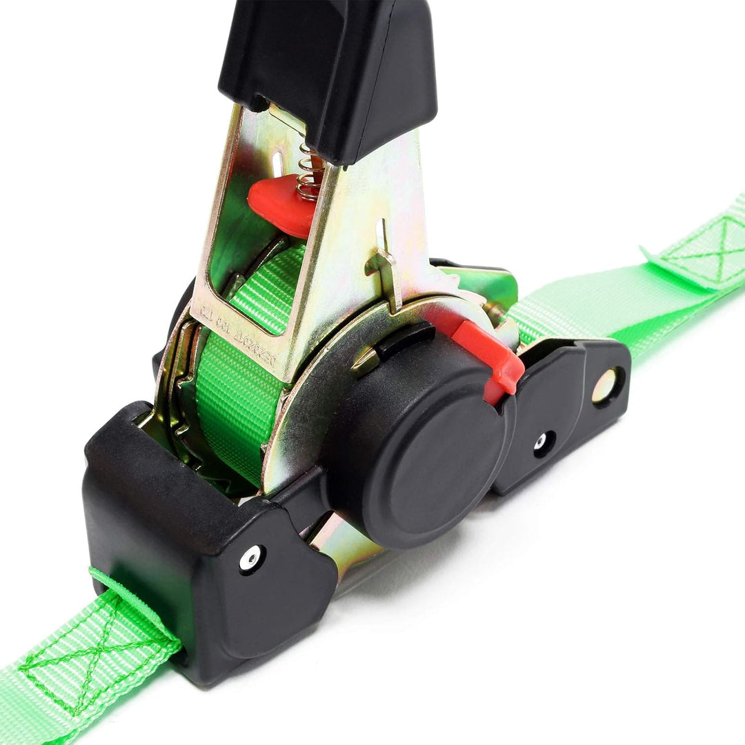 Wiltec Automatik Zurrgurt 320 daN Zuglast 3 m x 25mm PES Spanngurt mit S-Haken selbstaufrollend 3m x