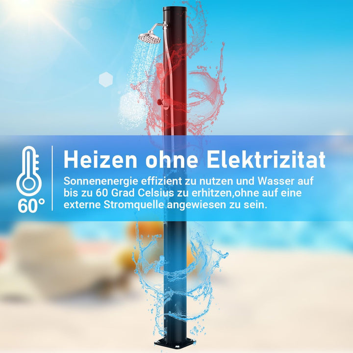 Solardusche 20L Solar Gartendusche warmes Wasser Bis Zu 60°C Ohne Stromanschluss Pooldusche Camping