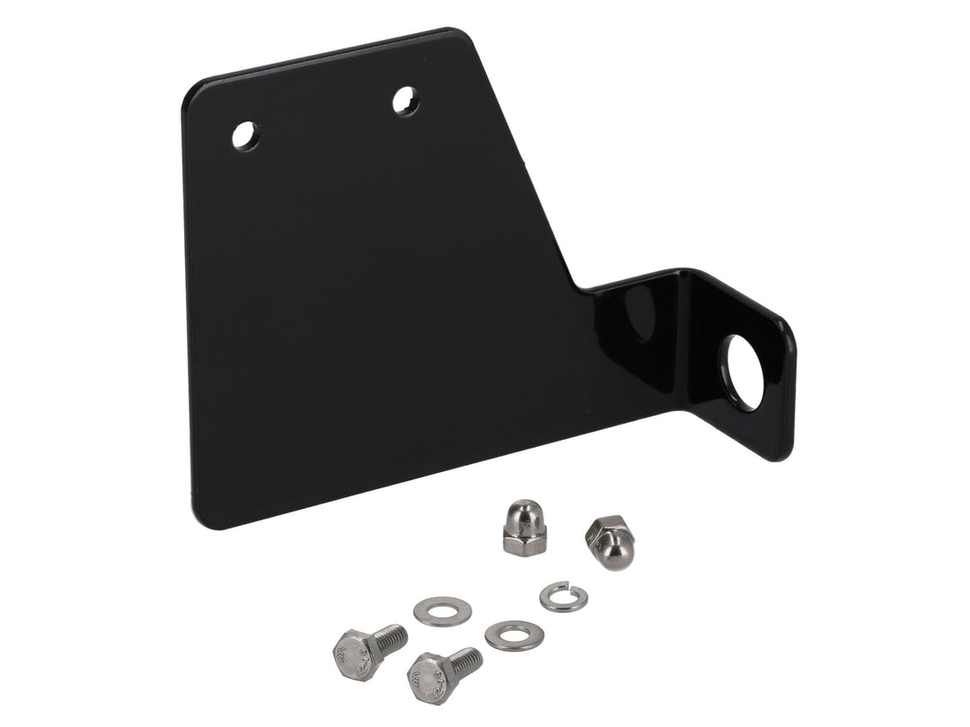 Kennzeichenhalter seitlich, aus Edelstahl, Schwarz, mit Befestigungsmaterial - für Simson SR1, SR2,