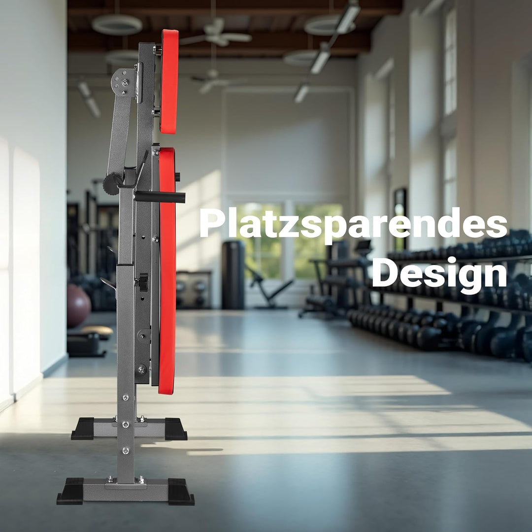 Wiltec Hantelbank klappbar bis 230kg Trainingsbank mit Langhantelablage 2in1 Schrägbank und