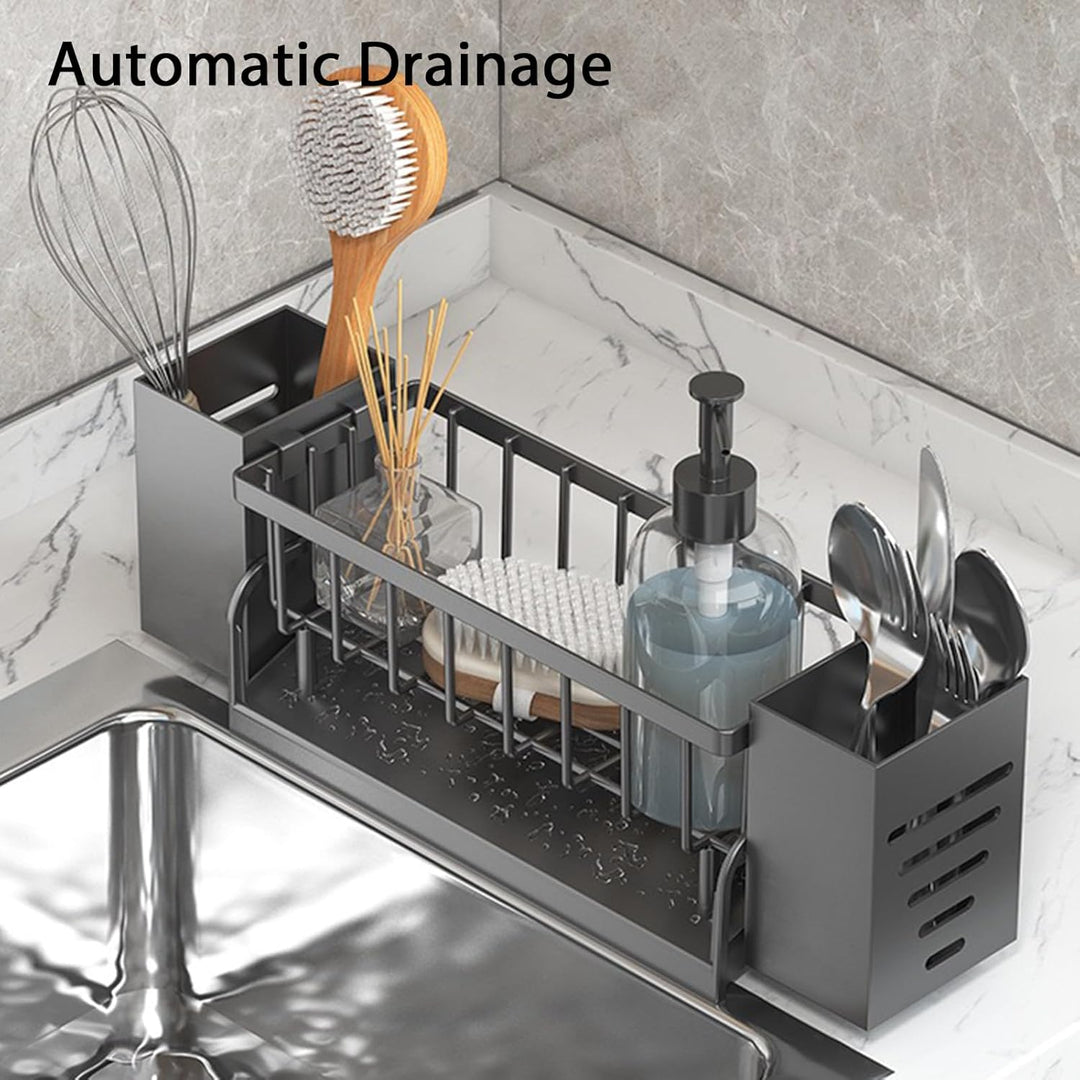 Spülbecken Organizer Kitchen Schwammhalter - Spüle organizer mit Spültuchhalter und Aufbewahrungsbox