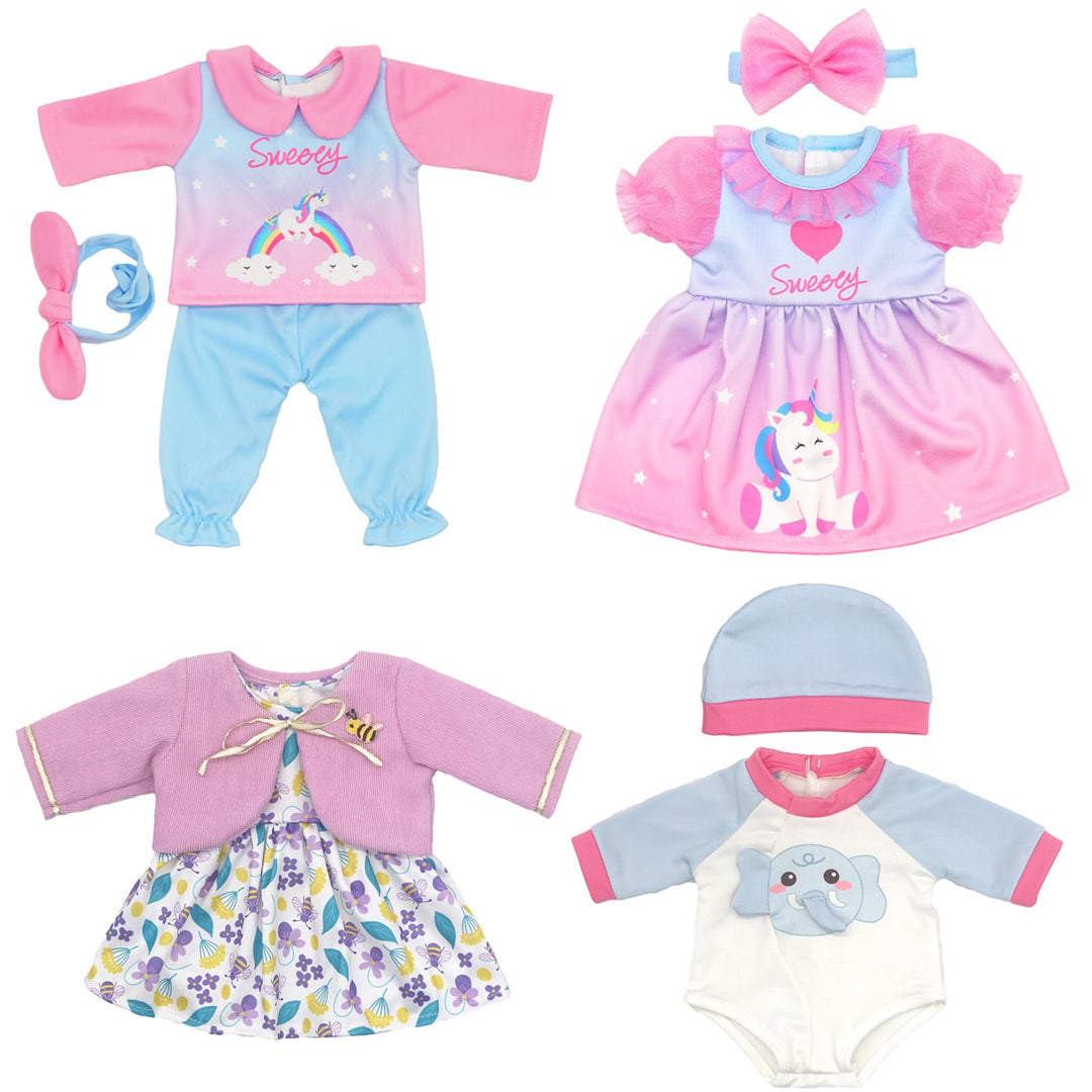 Puppenkleidung für 36-43 cm Baby Puppen, 4-Packungen (Keine Puppe)