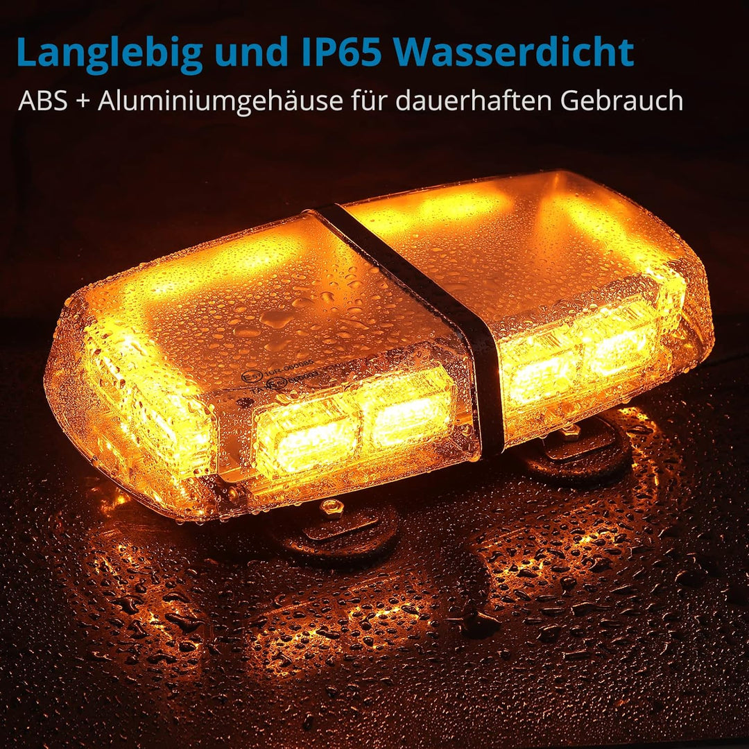 72 LED Rundumleuchte, 12/24V Amber Warnleuchte Warnblinkleuchte 7 Modi Warnlicht, E Zulassung, Blink
