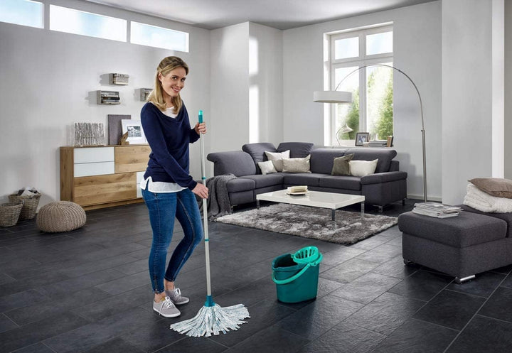 Leifheit Set Classic Mop Viscose mit saugstarken Fasern, komplettes Wischset mit Wischmopp und Eimer