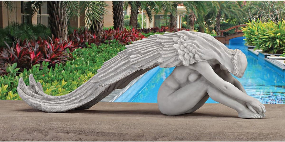 Design Toscano Gnadenengle Gartenstatue, Polyresin, antikes steingrau, 61 cm Extended Grace (Erweite