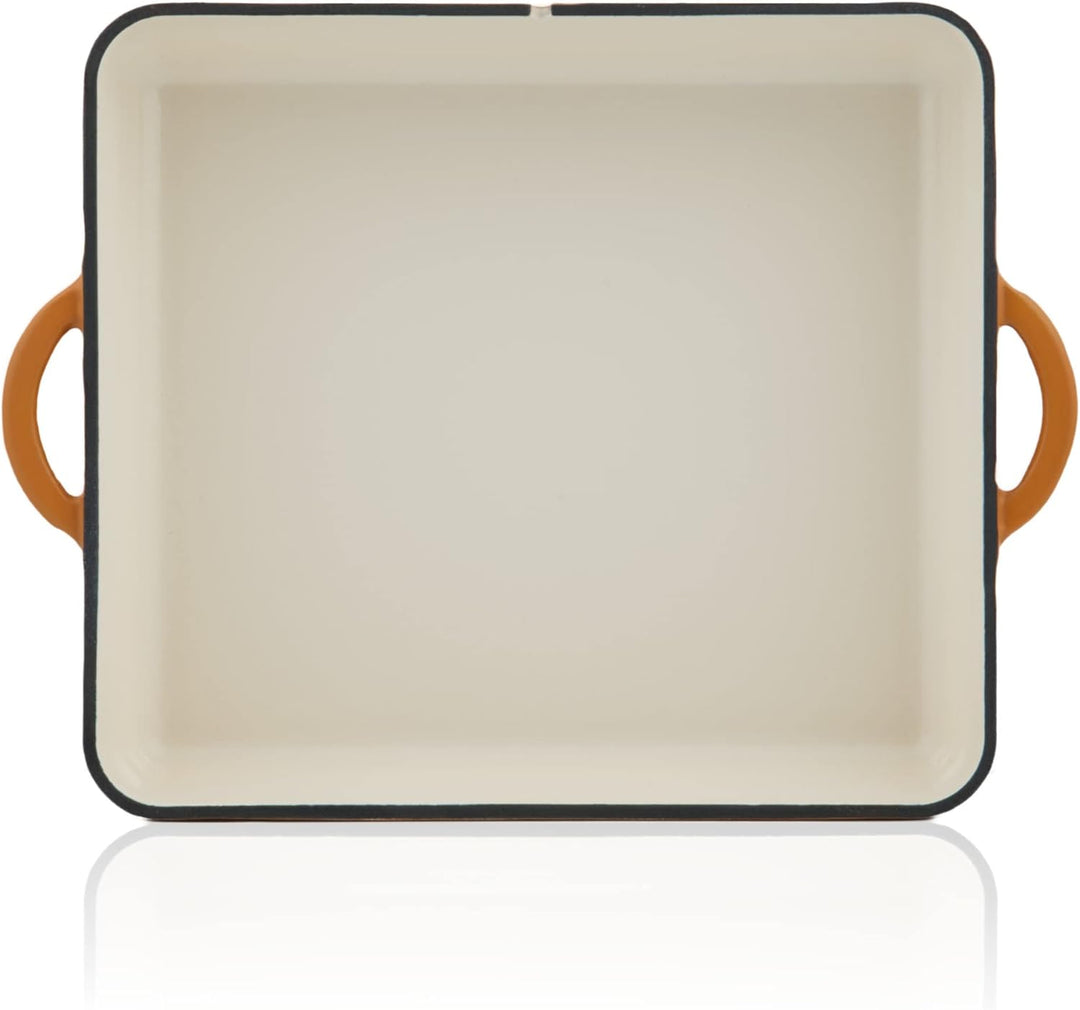 Mahlzeit Gusseisen Bräter emailliert | 10,8 Liter | Sunny Orange | Bräter 2in1 mit Bratpfanne | Brät