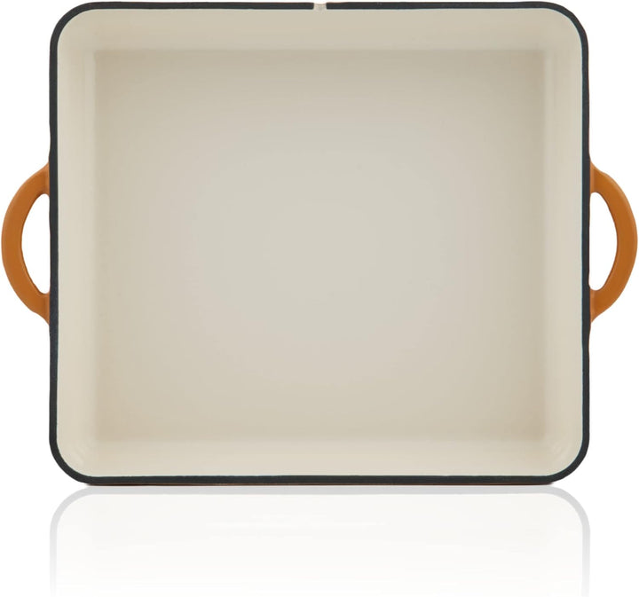 Mahlzeit Gusseisen Bräter emailliert | 10,8 Liter | Sunny Orange | Bräter 2in1 mit Bratpfanne | Brät