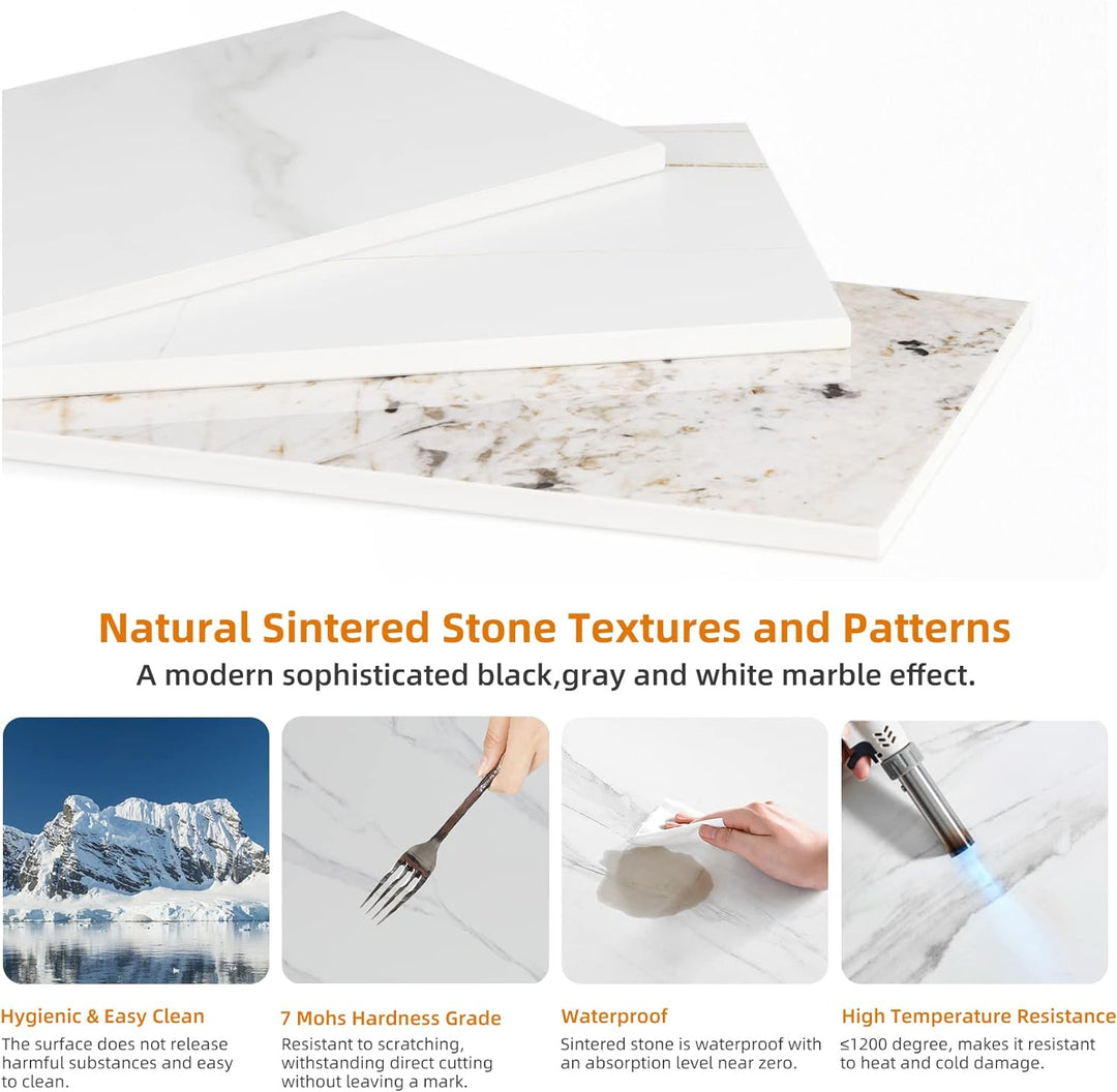 FATIVO Marmor Couchtisch Beistelltisch Sofatisch: 2 Ablagen Beistelltisch rund Nachttisch fürs Wohnz