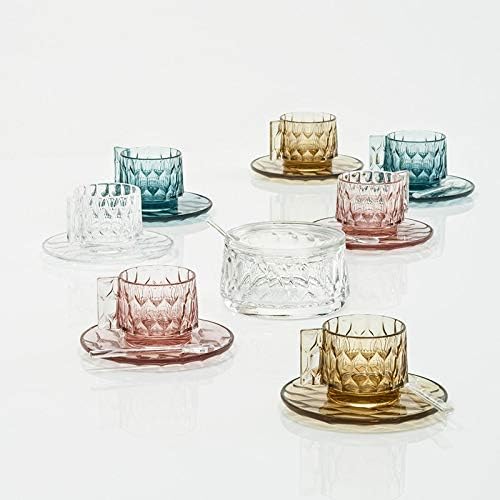 Kartell Jellies Family Tasse und Unterteller, Thermoplastisches Technopolymer, Grün, 12 x 10 cm Kaff