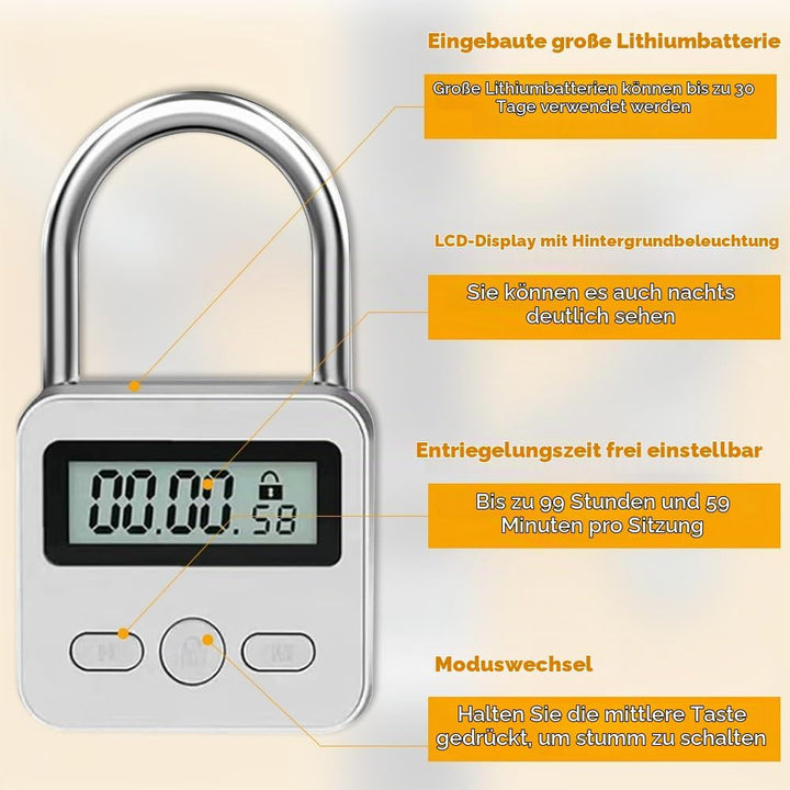 mizikuu Digitale Zeitschloss, Smart Time Lock mit LCD-Display USB Sicherheits Vorhängeschloss Heavy