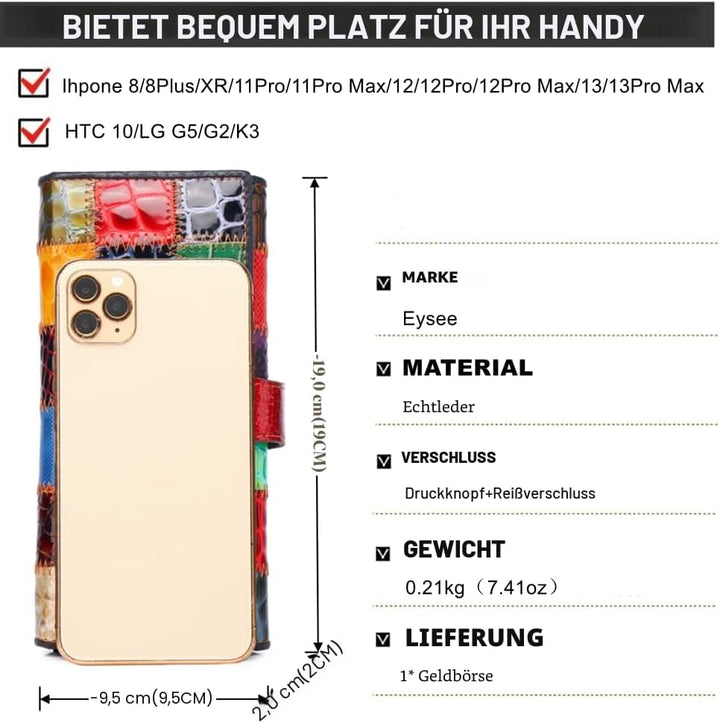 Eysee Portmonee Damen Gross aus Echtleder, Brieftaschen Geldbörse Damen mit Kartenfächer und Fotofen