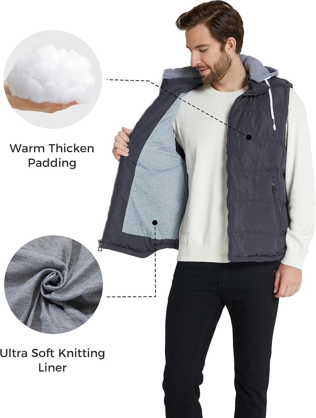 ZSHOW Herren Winter Weste Gesteppte Polsterung Puffer Ärmellos Jacke Warme Outdoor Weste Körperwärme