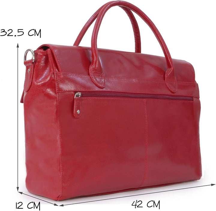 Catwalk Collection Handbags - Leder - Übergrosse Laptoptasche Schultasche/Organizer/Arbeitstasche/Ak