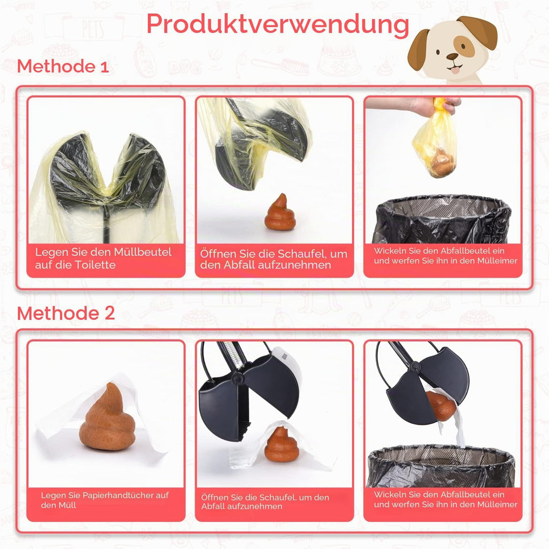 Nobleza Pooper Scooper Faltbar Hundekotschaufel mit Einfach Nutzbarem Hebel und Hochdruck Feder Hund