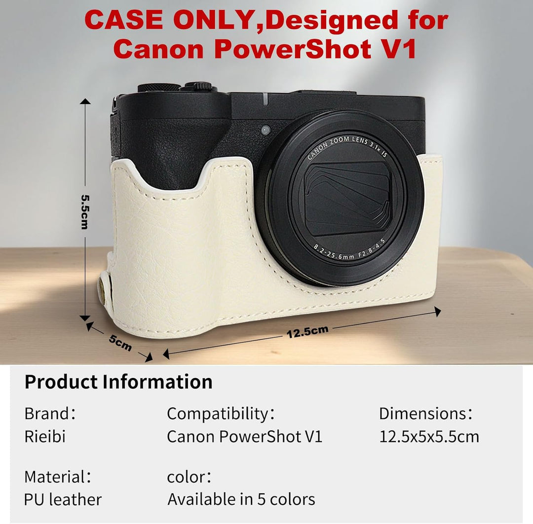 Rieibi Canon V1 Kameratasche, PU-Leder Kameratasche für Canon PowerShot V1 Kamera, abnehmbare Schutz