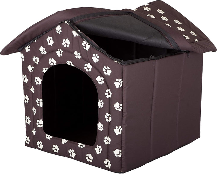 PillowPrim Hundehütte Hundehöhle Hundebett Hundehaus Katzenhöhle Tierbett XL - 60x55 cm braun mit Pf