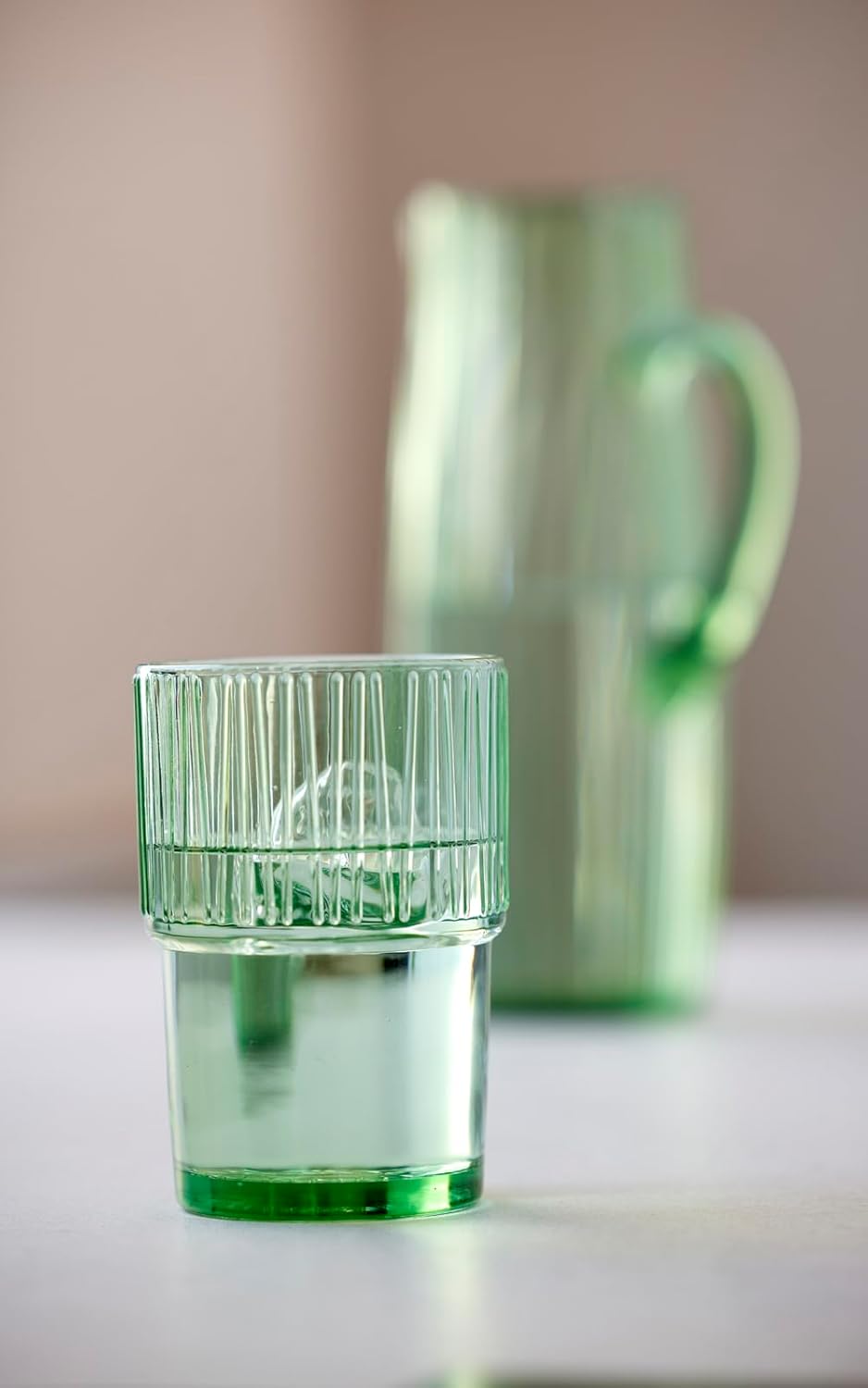 BITZ Kusintha Kanne, Wasserkrug aus Glas, Fassungsvermögen 1,2 L, Grün (1 stück) 1200 ml Grün, 1200