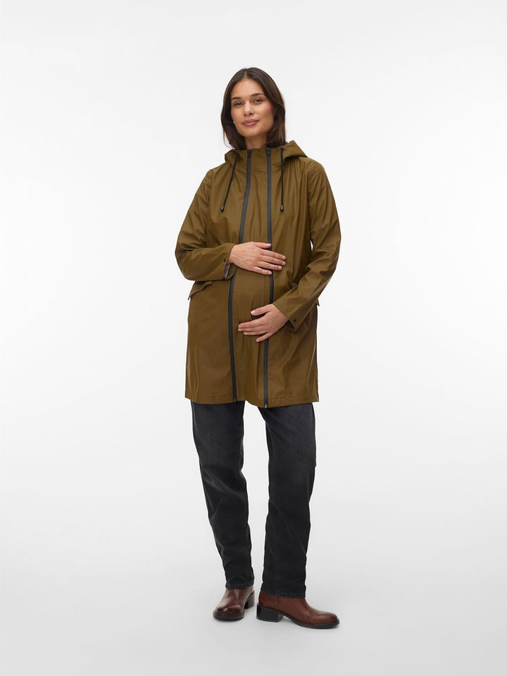 MAMALICIOUS Female Mantel Umstands-Regenjacke Dark Olive S, Dark Olive S
