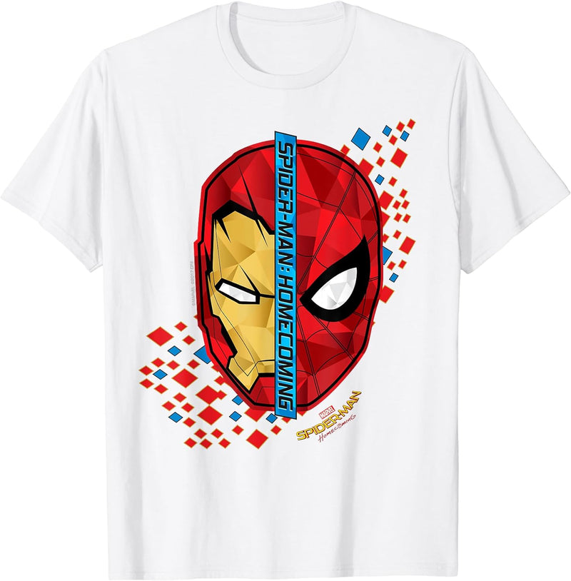 Mens Marvel Spider-Man Homecoming Iron Man Face Split T-Shirt C1 2XL Dark Heather