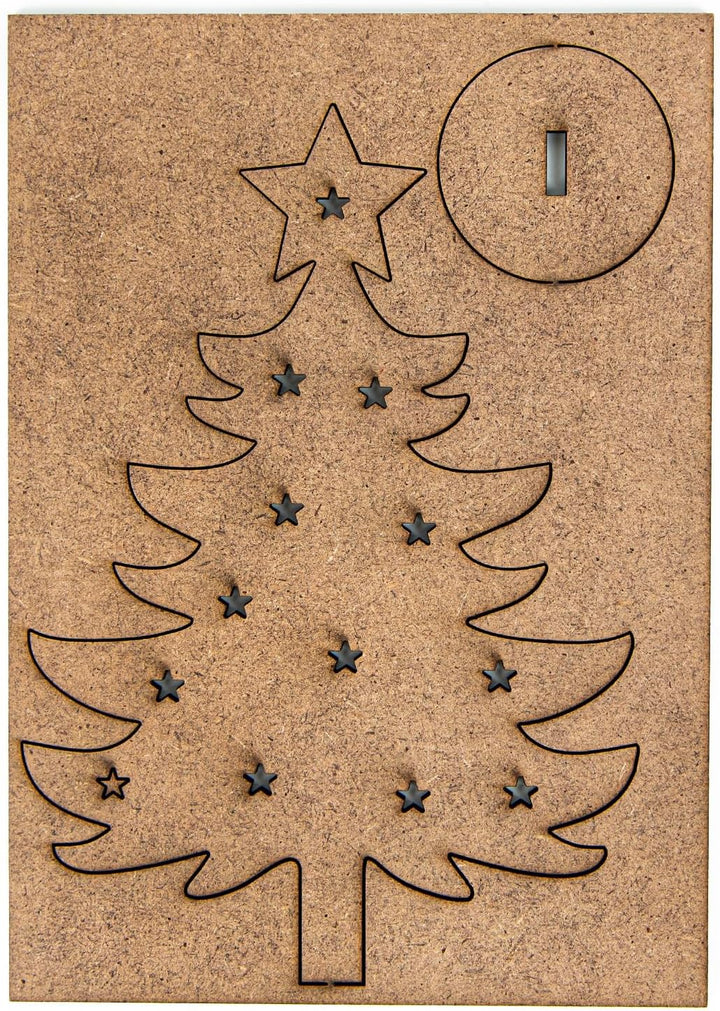 Logbuch-Verlag 10 Weihnachtskarten DIN A6 grau bunt mit Kuverts + Weihnachtsbaum aus Holz - Weihnach