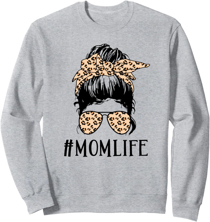 mom life Messy Bun Hair Glasses Sweatshirt