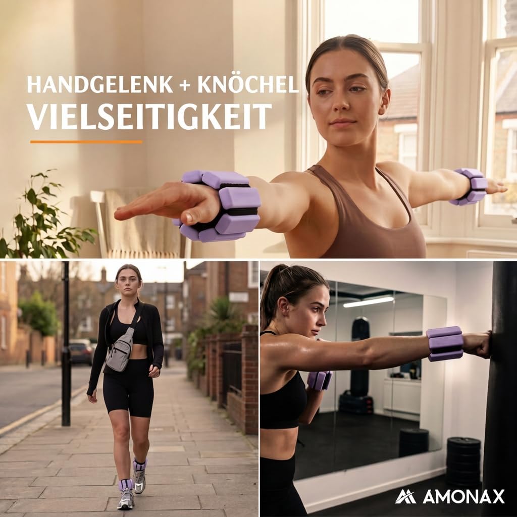 Amonax Gewichtsmanschetten Ankle Weights Set, Fitness Gewichte Für Beine Und Arme, 2x0,5kg Gewichte