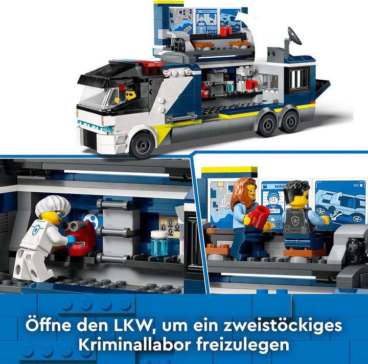 LEGO City Polizeitruck mit Labor, Polizei-Set mit Quad und LKW-Spielzeug für Kinder, Geschenk für Ju