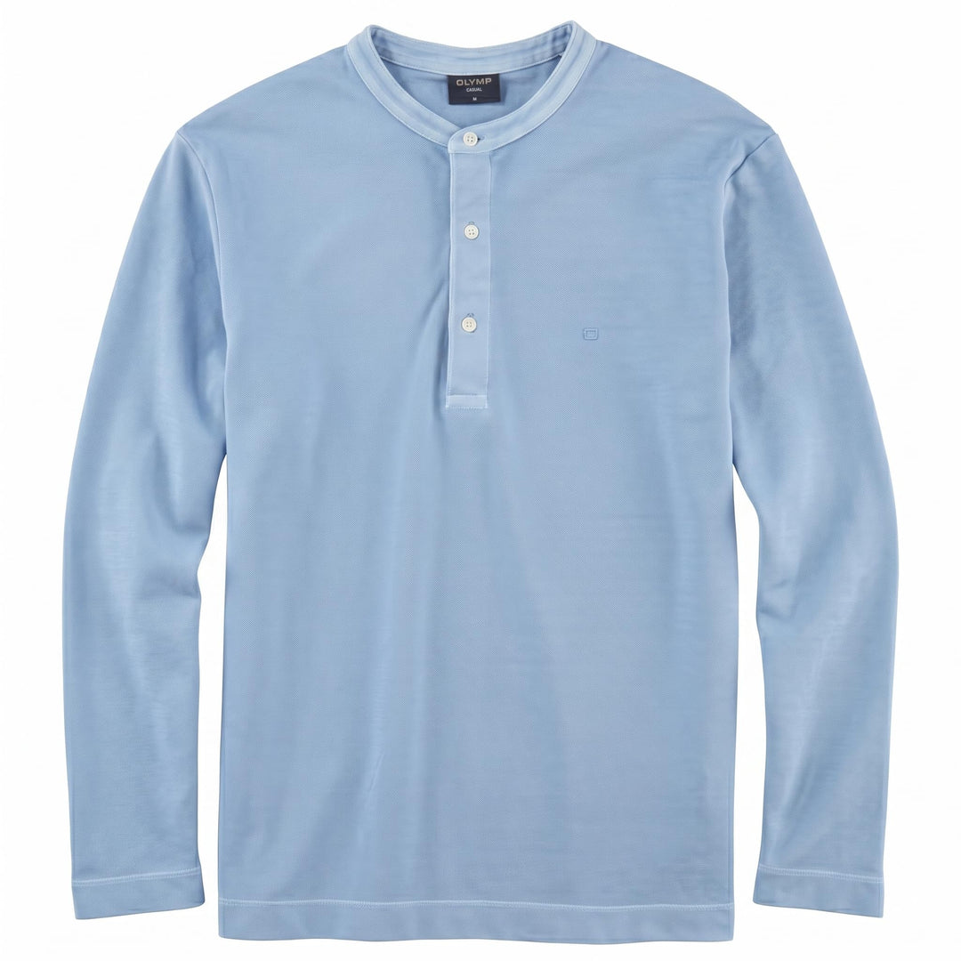 OLYMP Herren Polo-Shirt Langarm Casual Wirk,Uni,Regular fit S Hellblau 10, S Hellblau 10