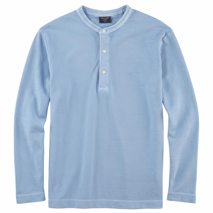 OLYMP Herren Polo-Shirt Langarm Casual Wirk,Uni,Regular fit S Hellblau 10, S Hellblau 10