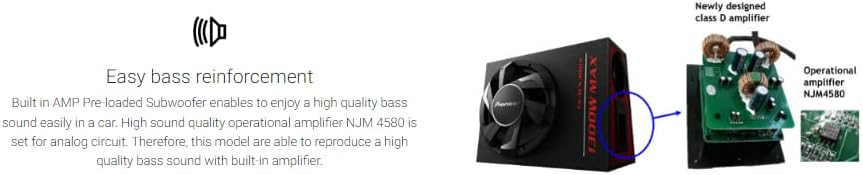 Pioneer TS-WH500A Aktivsubwoofer, leistungsstarker Class-D Subwoofer mit 1300 W Maximalleistung, 30