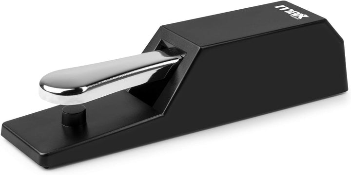 MAX Universal Sustain Pedal – Haltepedal mit Chromoptik Polaritätsschalter und rutschfester Gummisoh