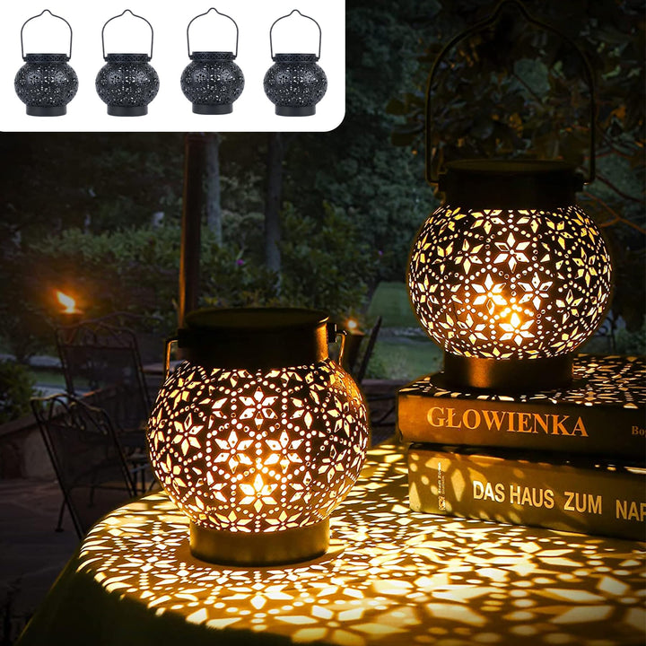 Geschenk für Frauen, 4 Stück Solarlampen für Aussen Garten, Orientalische Solarlaterne für Aussen IP