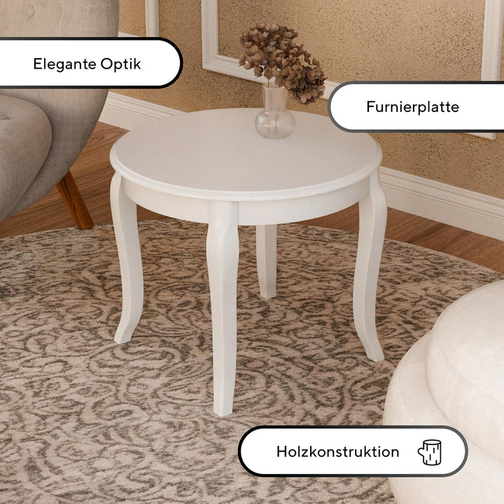 SIGNAL MEBLE Klassischer Couchtisch, Royal, 60 x 50 cm, Weiss