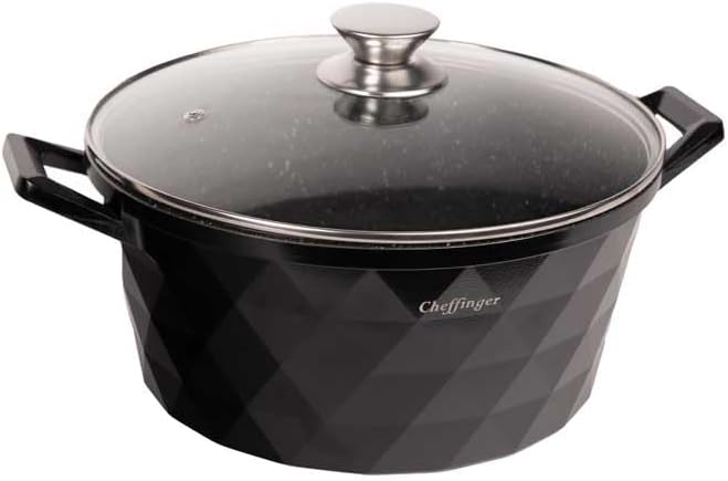 Cheffinger Diamond Line Topfset 6-teilig, Schwarz