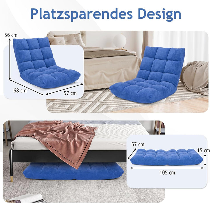 RELAX4LIFE Bodenstuhl Faltbar, Lazy Sofa, Meditationsstuhl, Bodensessel mit Verstellbarer Lehne, für