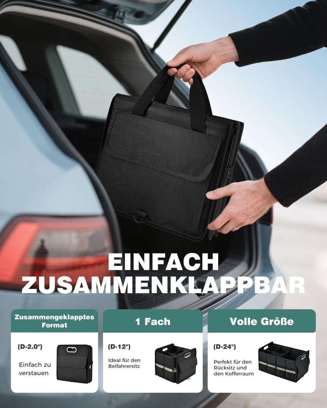 FLORICH Kofferraum Organizer mit Atmungsaktiver Schuhaufbewahrung 63L Premium Auto Kofferraumbox sta