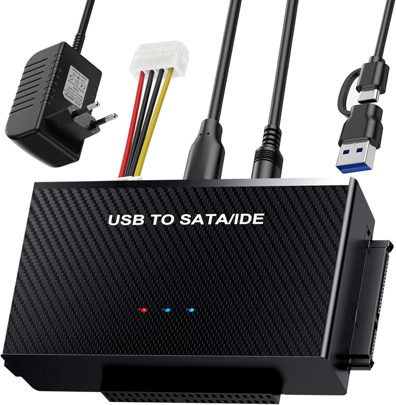 USB 3.1 Zu SATA Adapter und IDE Adapter, Universal USB Festplatten Konverter für 2,5 und 3,5 Zoll SA