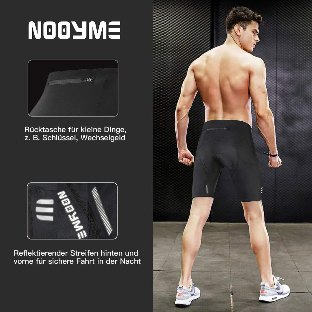 NOOYME Radlerhose Herren Fahrradhose Herren gepolstert 4D Elastische Radlerhose Herren mit Sitzpolst