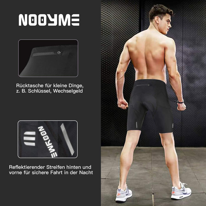 NOOYME Radlerhose Herren Fahrradhose Herren gepolstert 4D Elastische Radlerhose Herren mit Sitzpolst